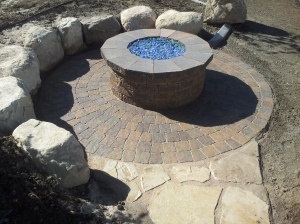 Custom landscaping and gas fire pits in farmington Utah